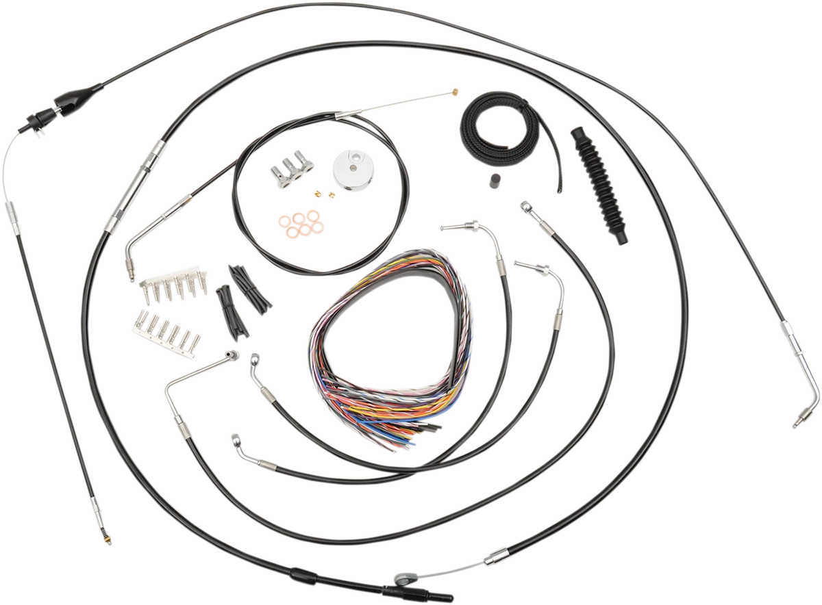 Complete Black Vinyl Braided Handlebar Cable/Brake Line Kit