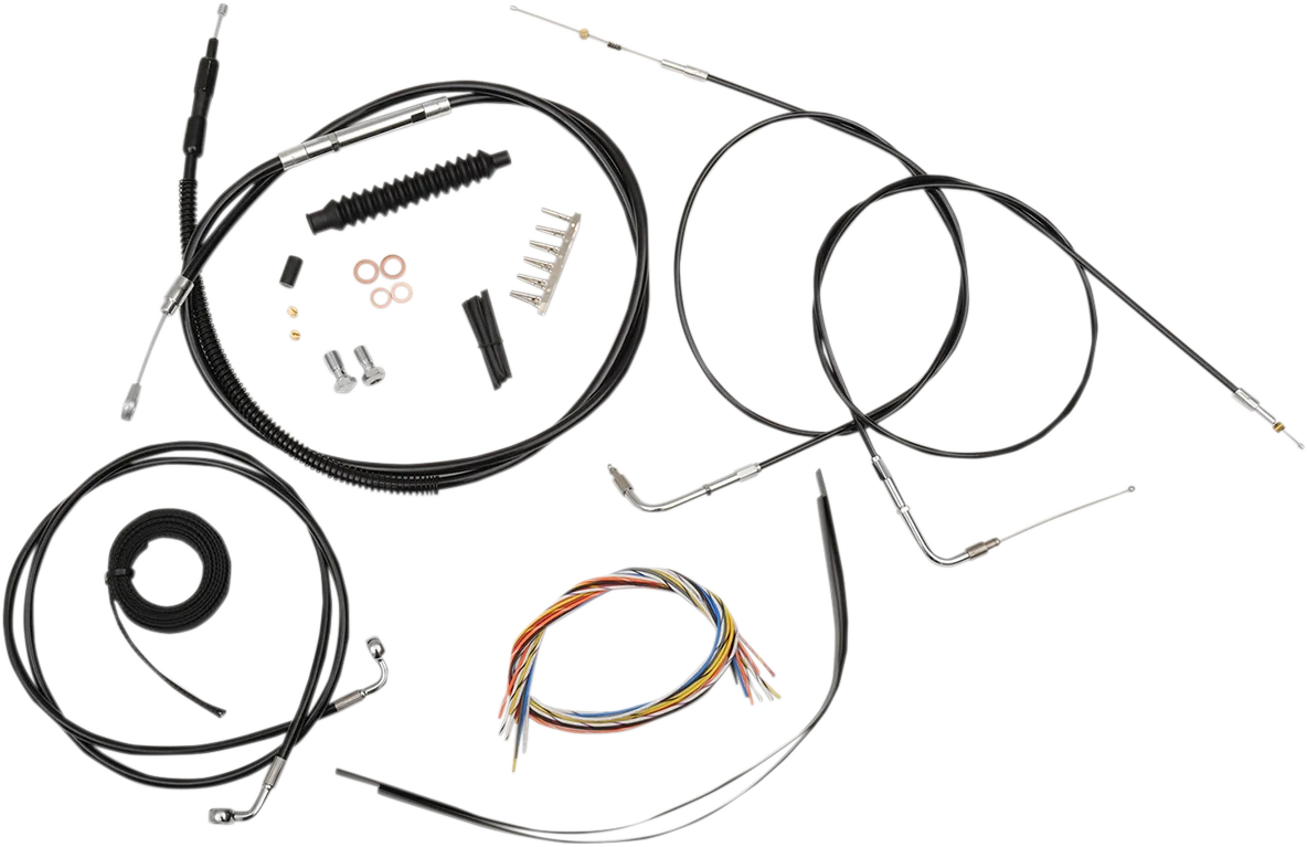 Complete Black Vinyl Braided Handlebar Cable/Brake Line Kit