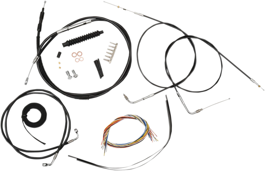 Complete Black Vinyl Braided Handlebar Cable/Brake Line Kit