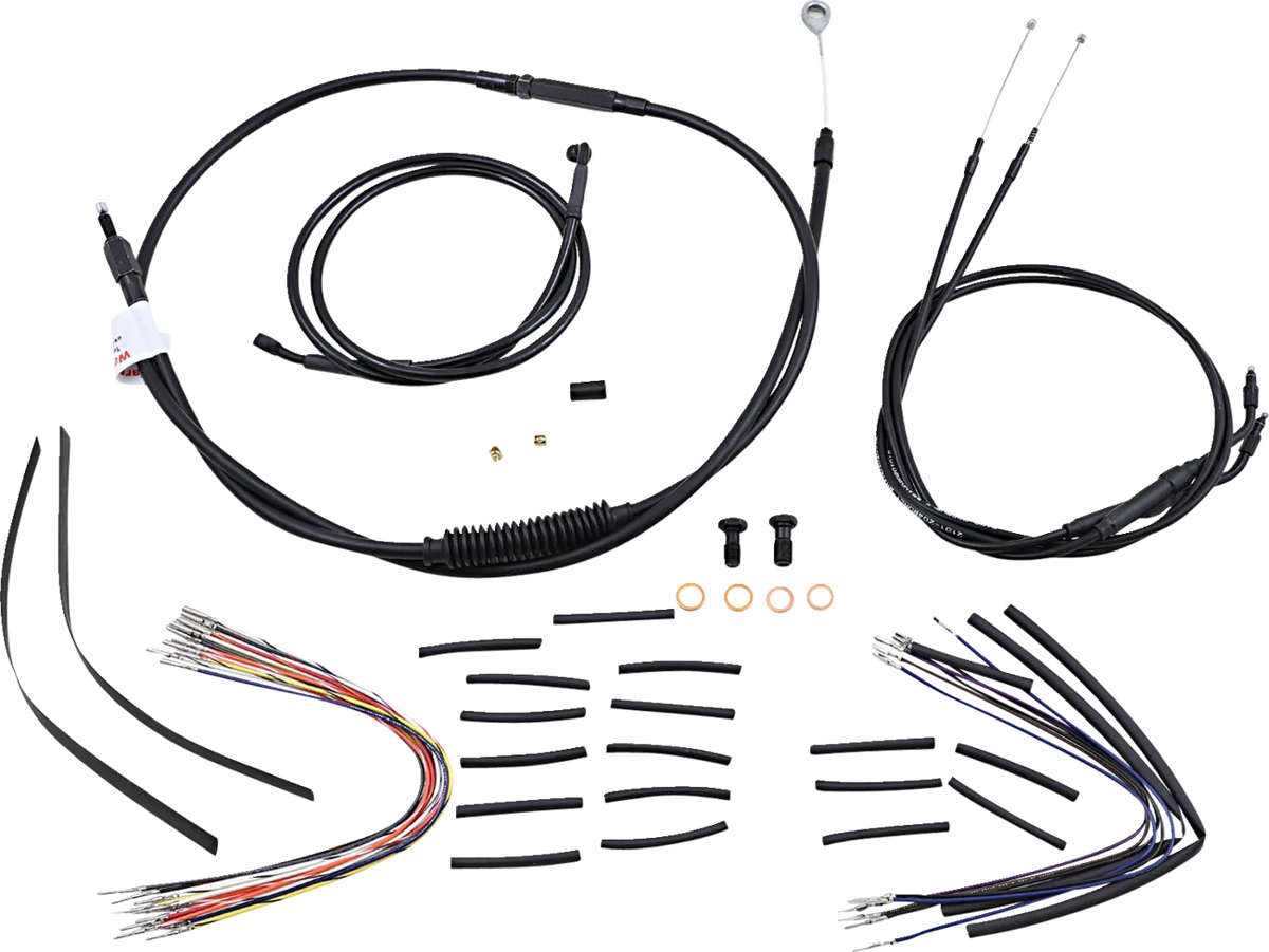 Complete Black Vinyl Handlebar Cable/Line Kit for Ape Hangers