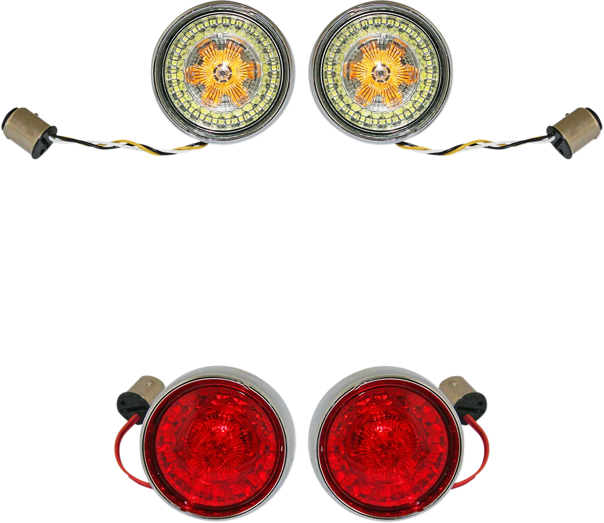 Complete Front & Rear Turn Signal Conversion Kit with Bullet Bezel Lenses
