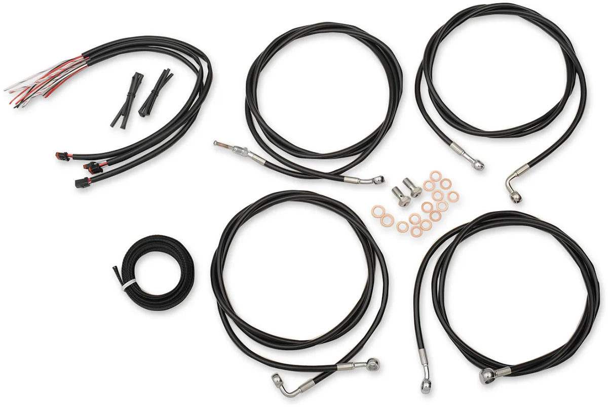 Complete Black Vinyl Braided Handlebar Cable/Brake Line Kit