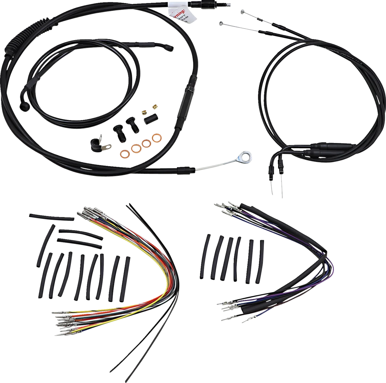 Complete Black Vinyl Handlebar Cable/Line Kit for Ape Hangers