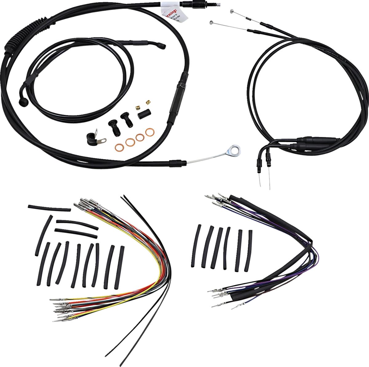 Complete Black Vinyl Handlebar Cable/Line Kit for Ape Hangers