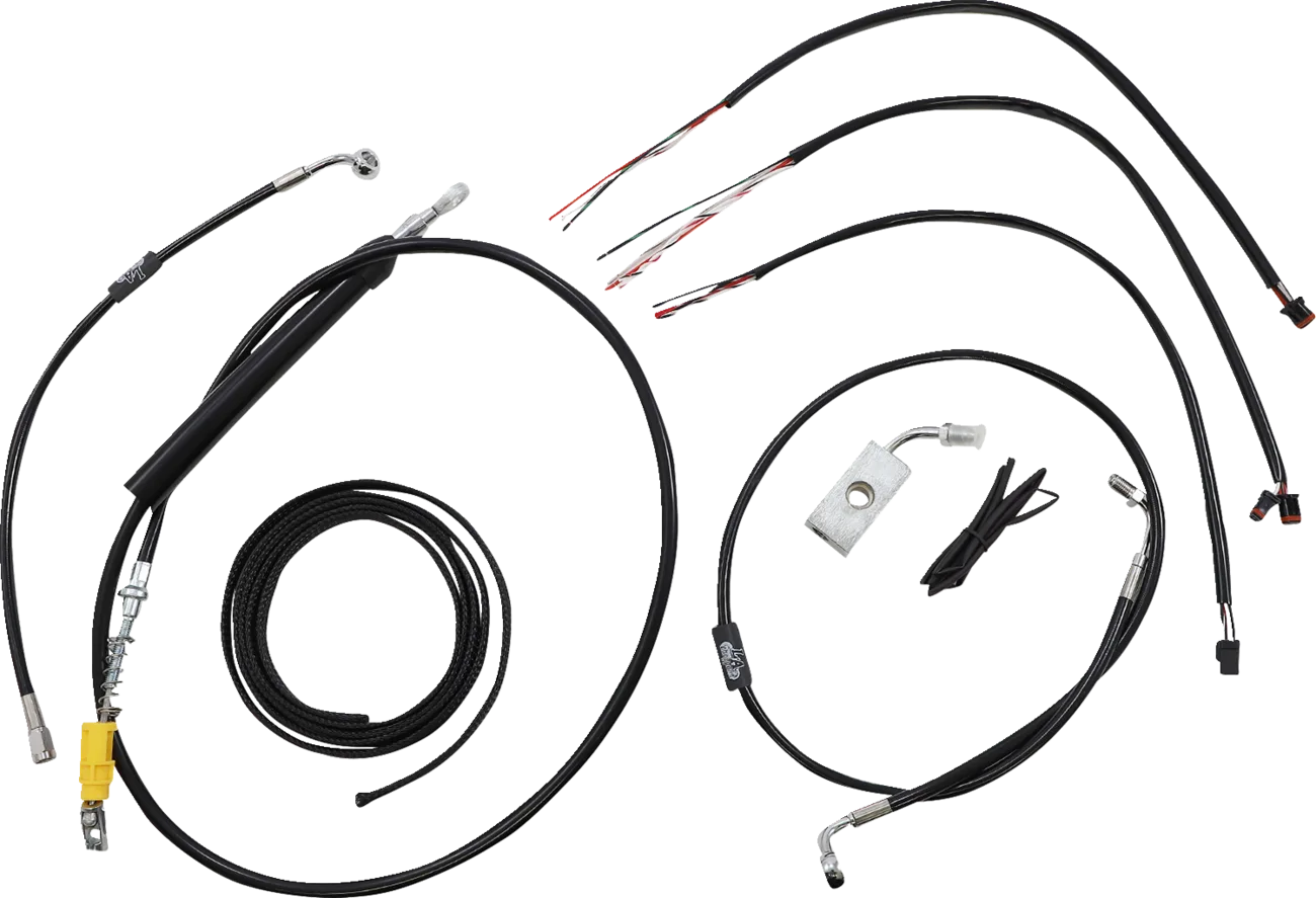 Complete Black Vinyl Braided Handlebar Cable/Brake Line Kit