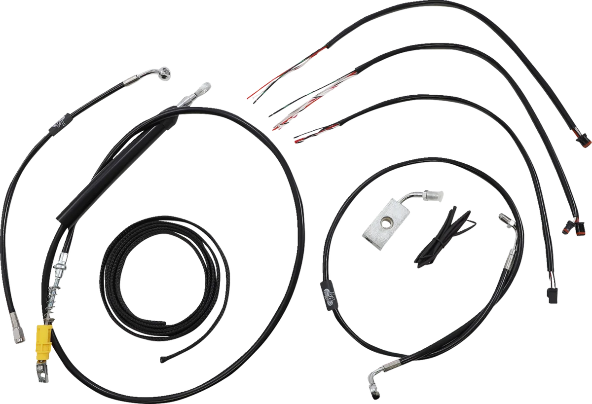 Complete Black Vinyl Braided Handlebar Cable/Brake Line Kit
