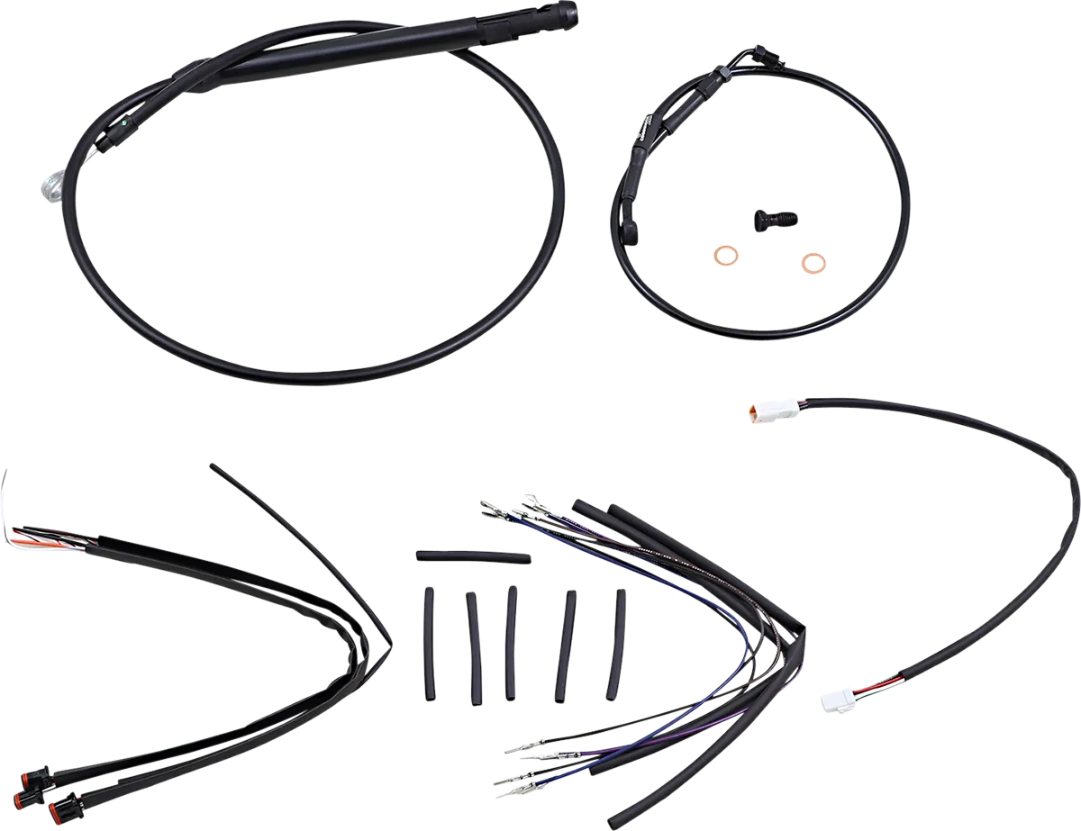 Complete Black Vinyl Handlebar Cable/Line Kit for Ape Hangers