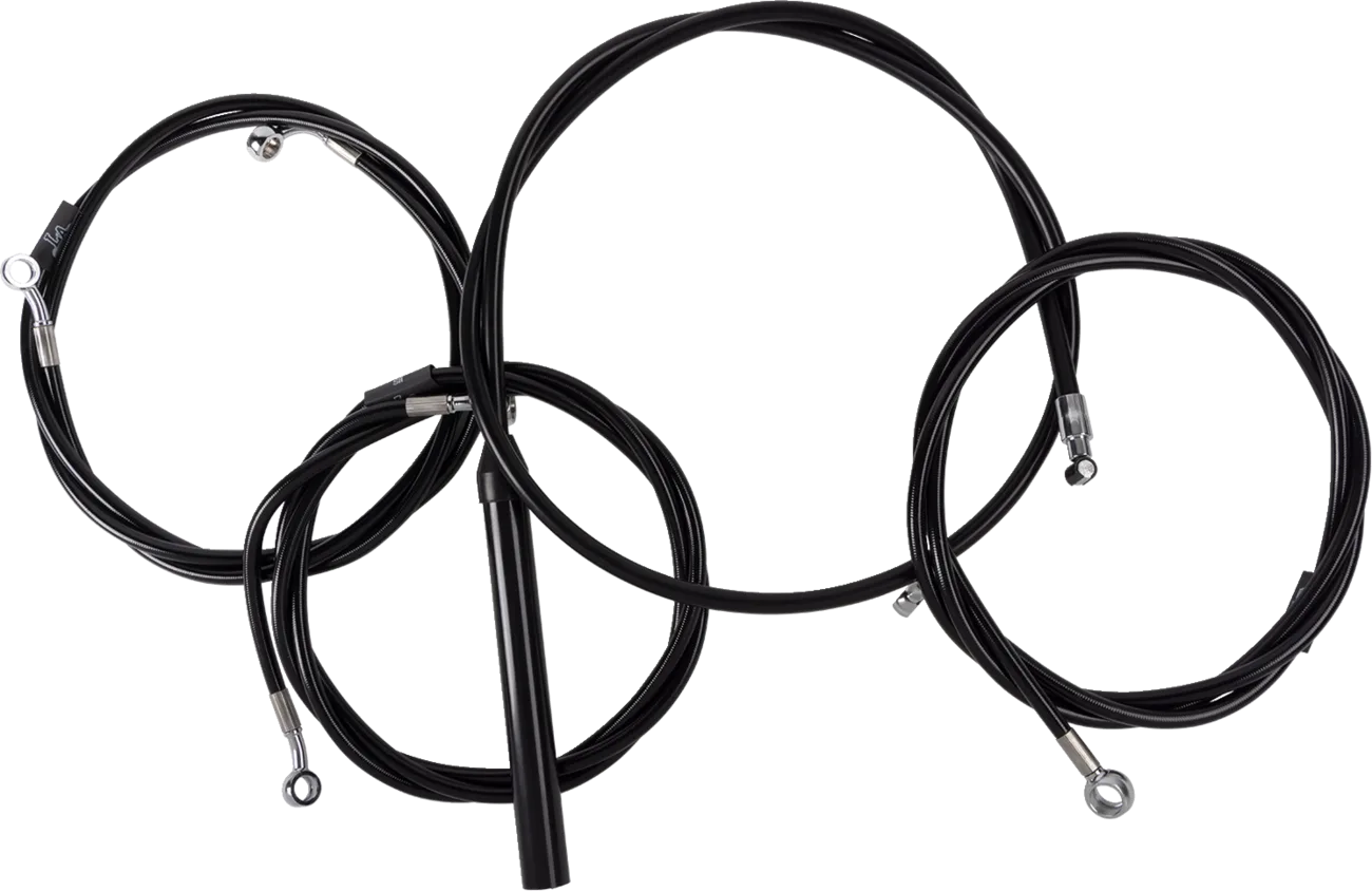 Complete Black Vinyl Braided Handlebar Cable/Brake Line Kit