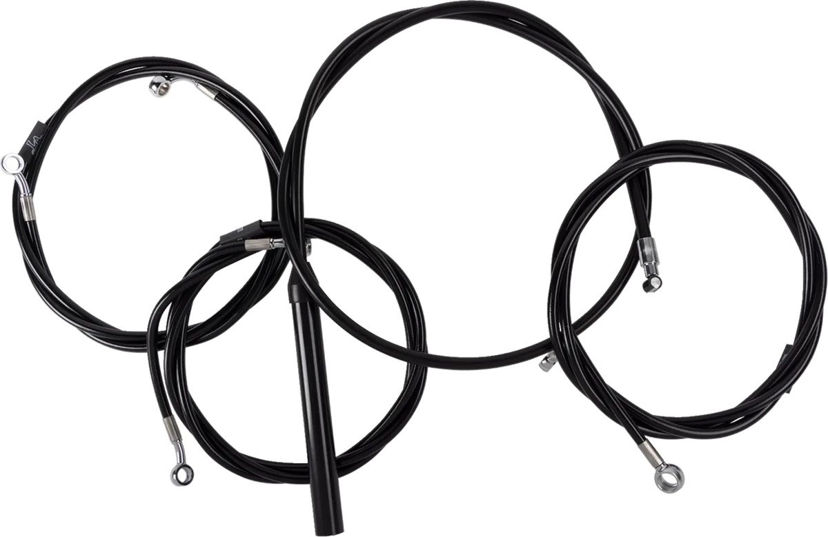 Complete Black Vinyl Braided Handlebar Cable/Brake Line Kit