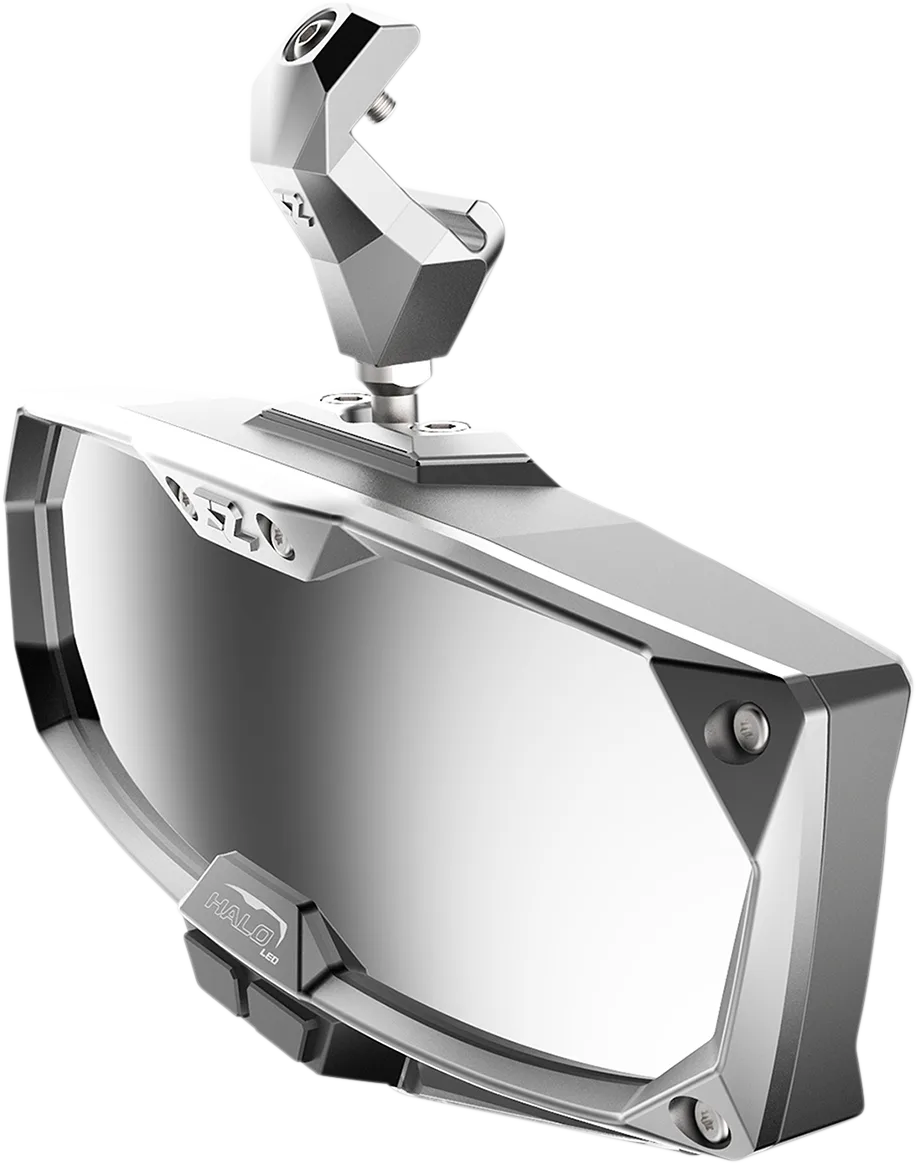 Halo R Rear View Mirror with Cast Aluminum Bezel/LED Cabin Light - Polaris Pro-Fit