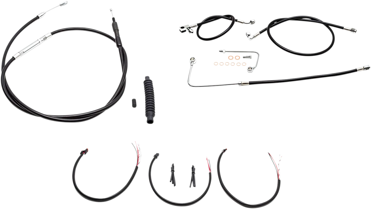 Complete Black Vinyl Braided Handlebar Cable/Brake Line Kit