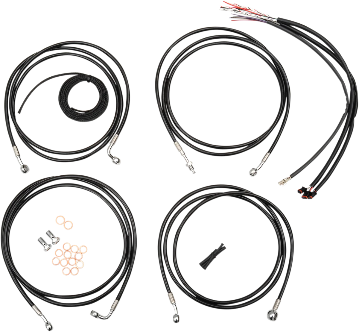 Complete Black Vinyl Braided Handlebar Cable/Brake Line Kit