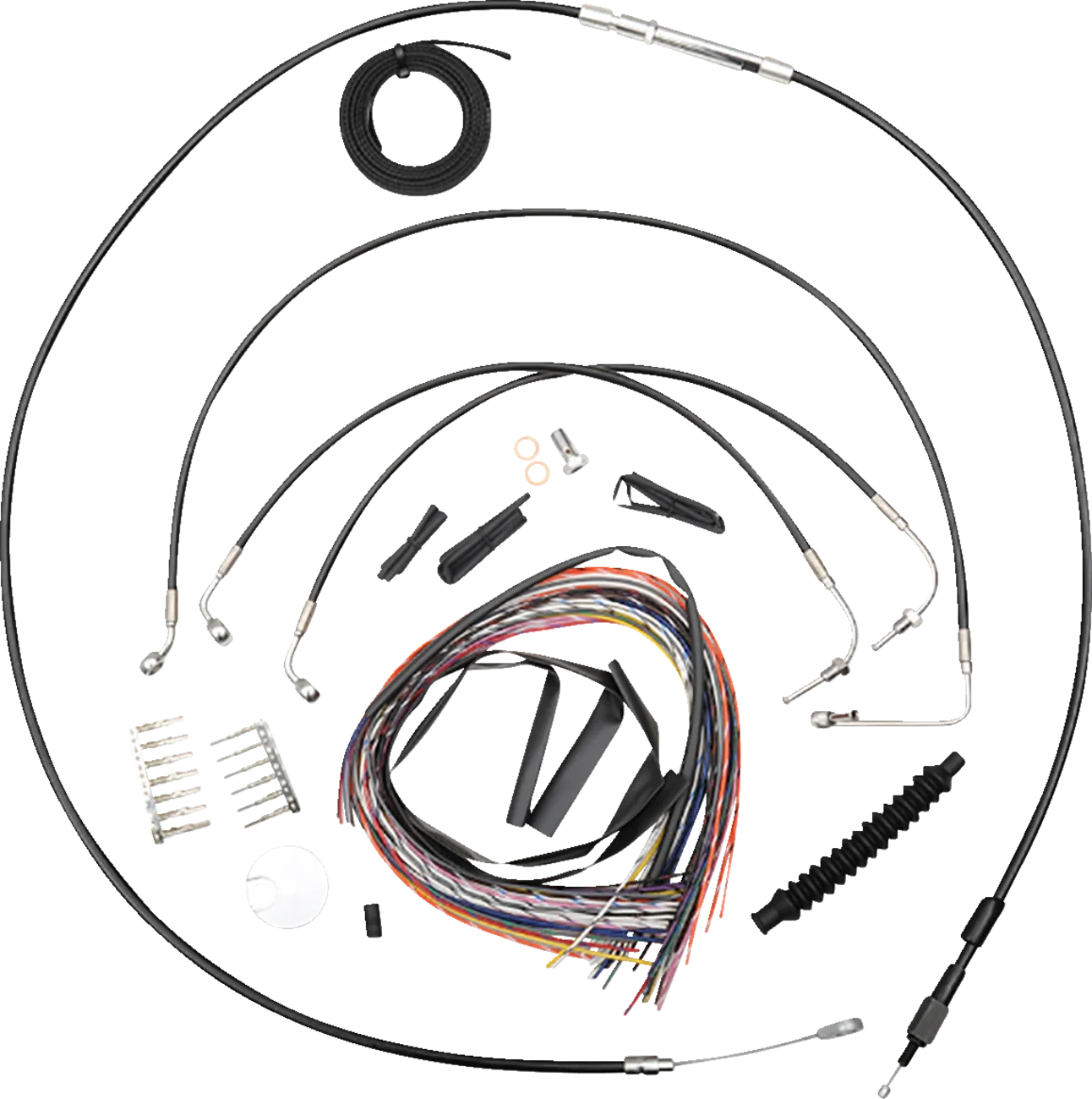 Complete Black Vinyl Braided Handlebar Cable/Brake Line Kit