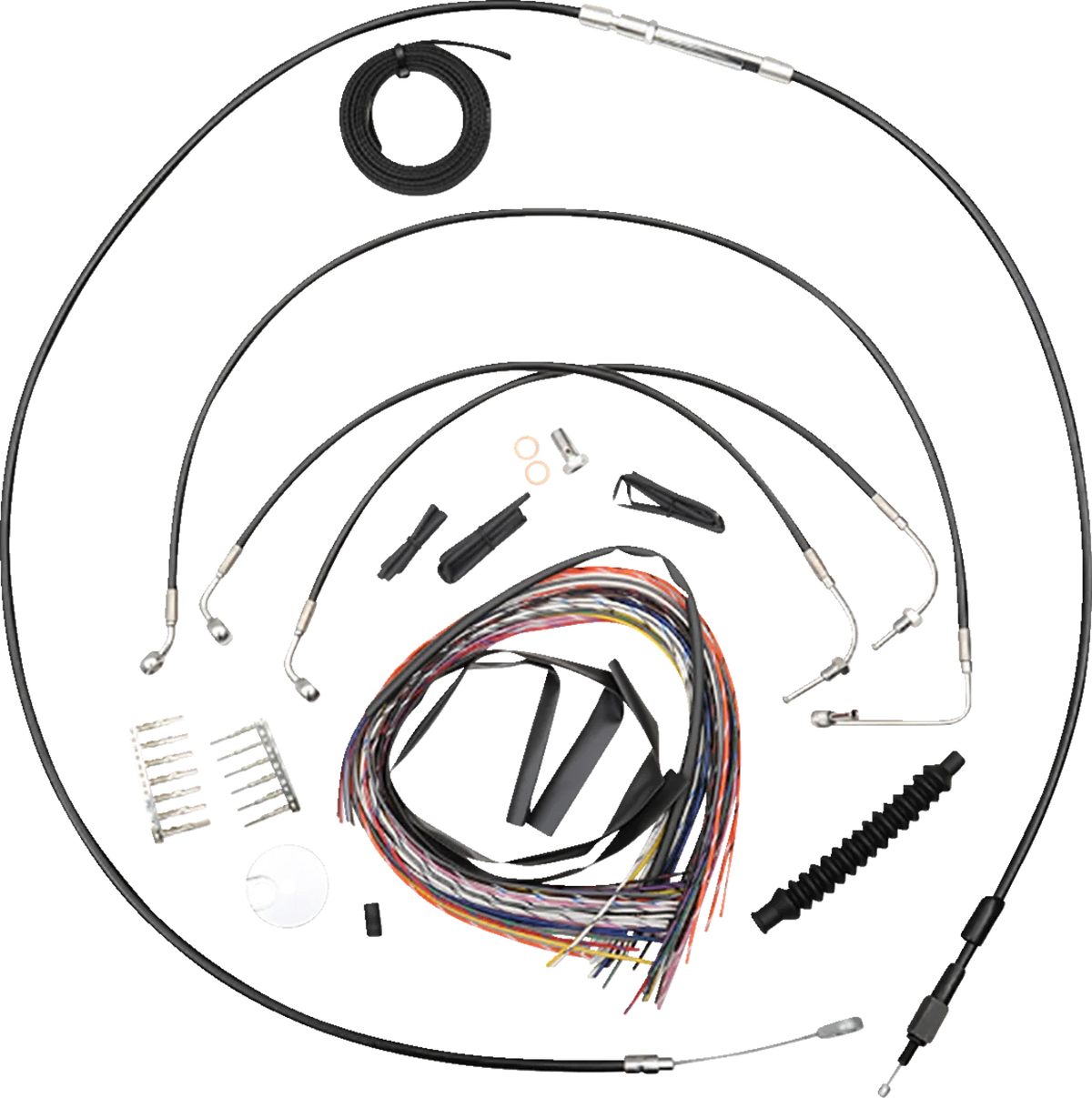 Complete Black Vinyl Braided Handlebar Cable/Brake Line Kit