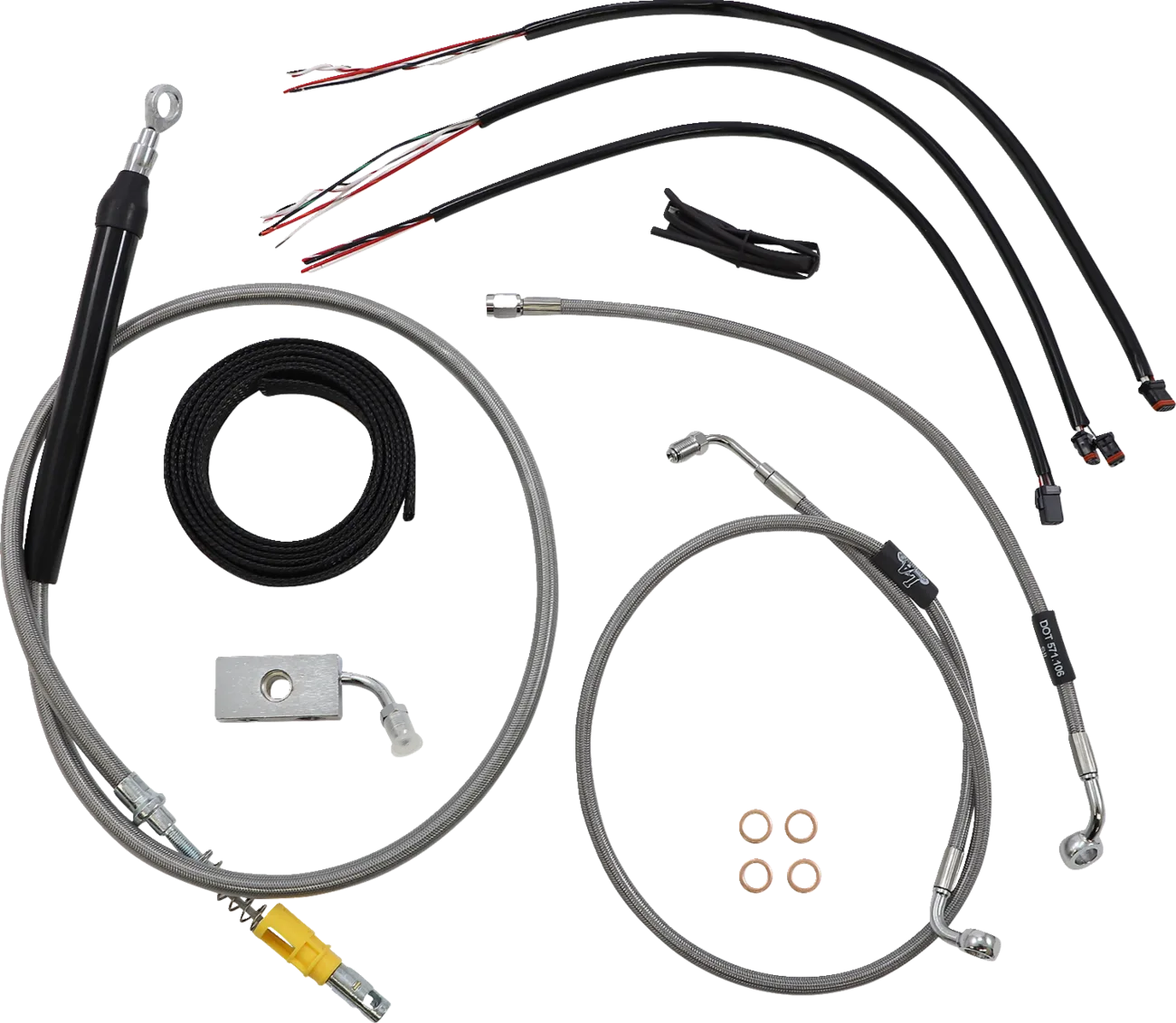 Complete Stainless Braided Handlebar Cable/Brake Line Kit — Cable Kit
