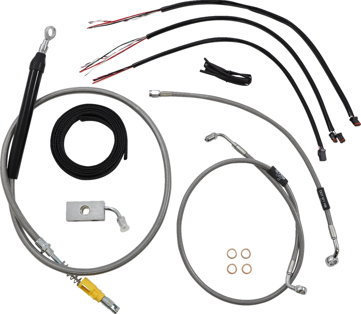 Complete Stainless Braided Handlebar Cable/Brake Line Kit — Cable Kit
