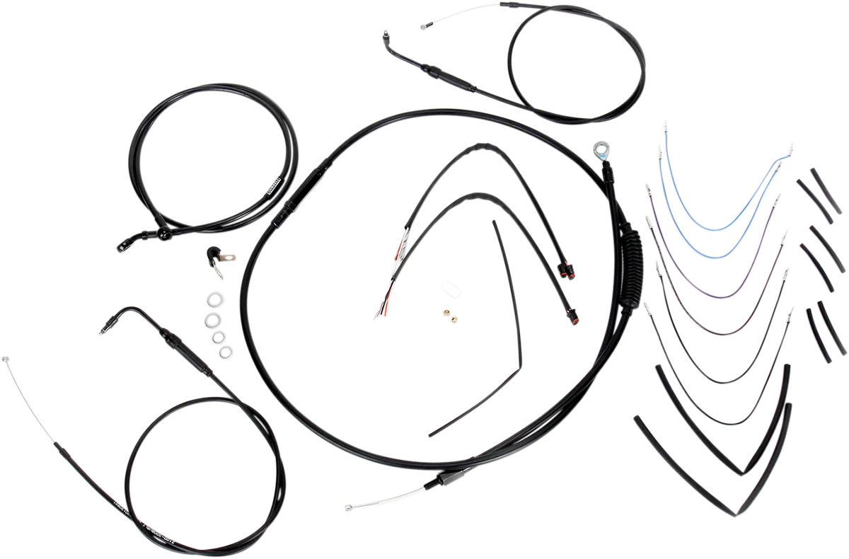 Complete Black Vinyl Handlebar Cable/Line Kit for Ape Hangers