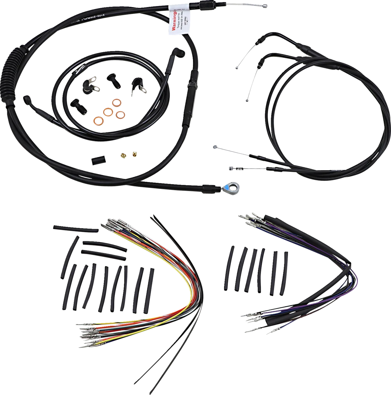 Complete Black Vinyl Handlebar Cable/Line Kit for Ape Hangers