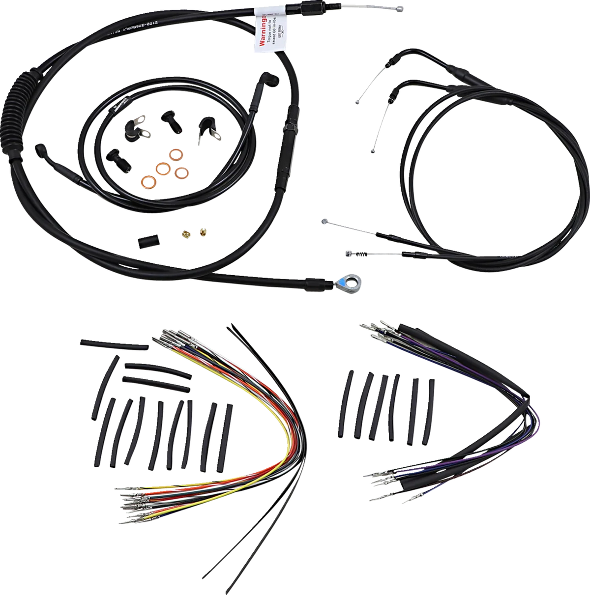 Complete Black Vinyl Handlebar Cable/Line Kit for Ape Hangers