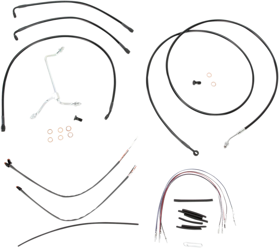 Complete Black Vinyl Handlebar Cable/Line Kit for Ape Hangers