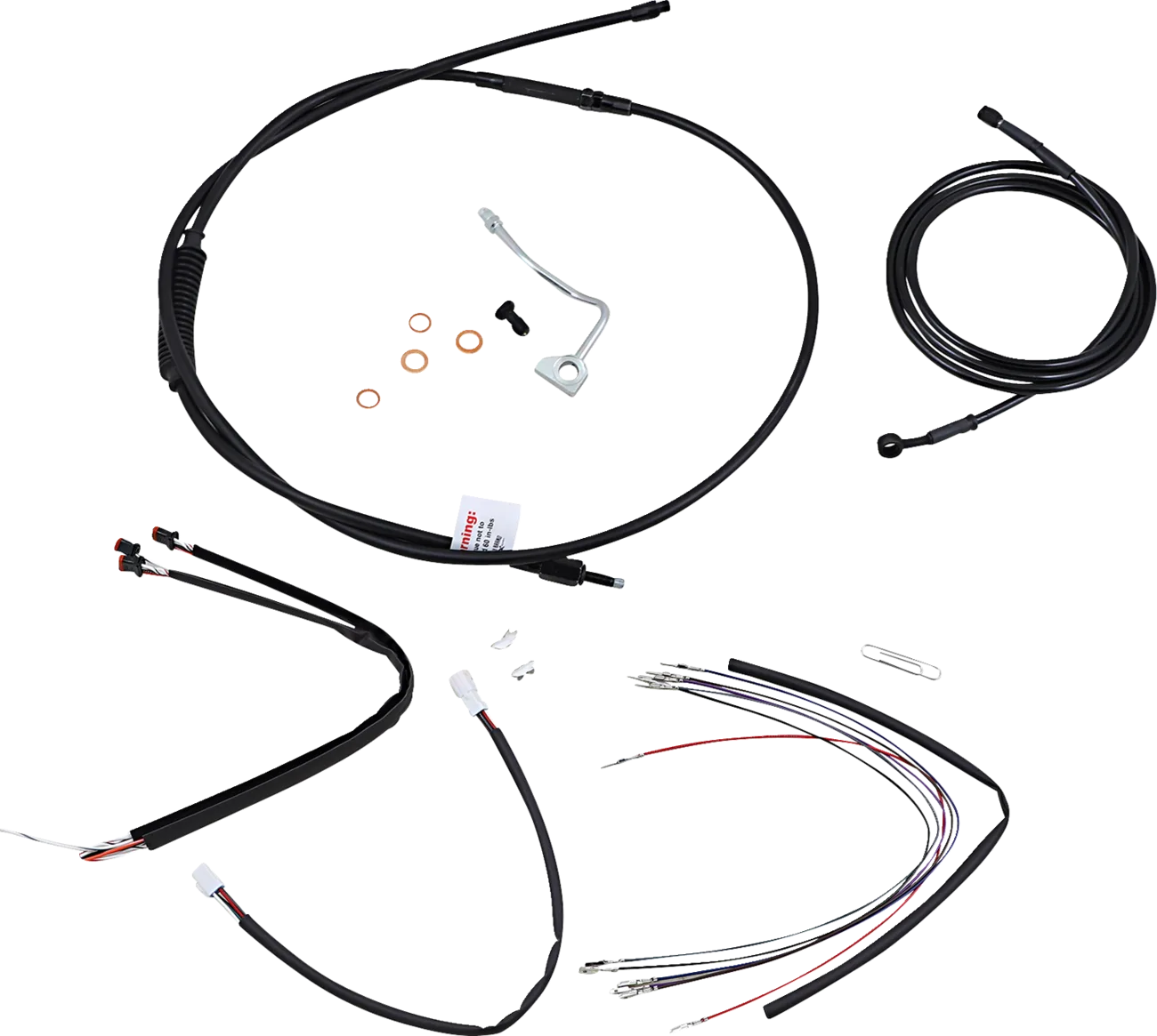 Complete Black Vinyl Handlebar Cable/Line Kit for Ape Hangers