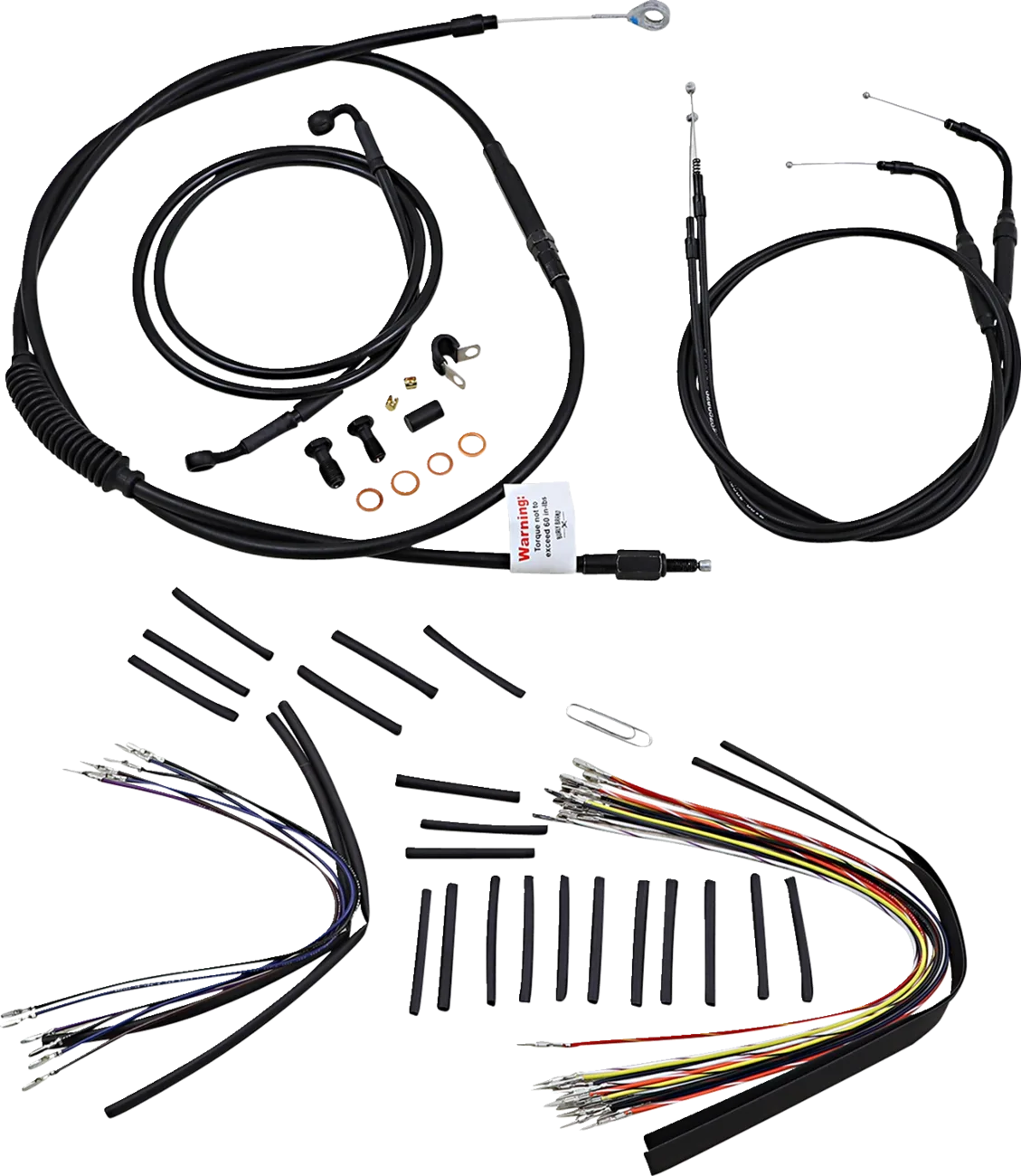 Complete Black Vinyl Handlebar Cable/Line Kit for Ape Hangers