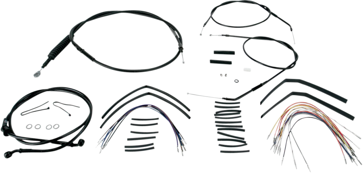 Complete Black Vinyl Handlebar Cable/Line Kit for Ape Hangers