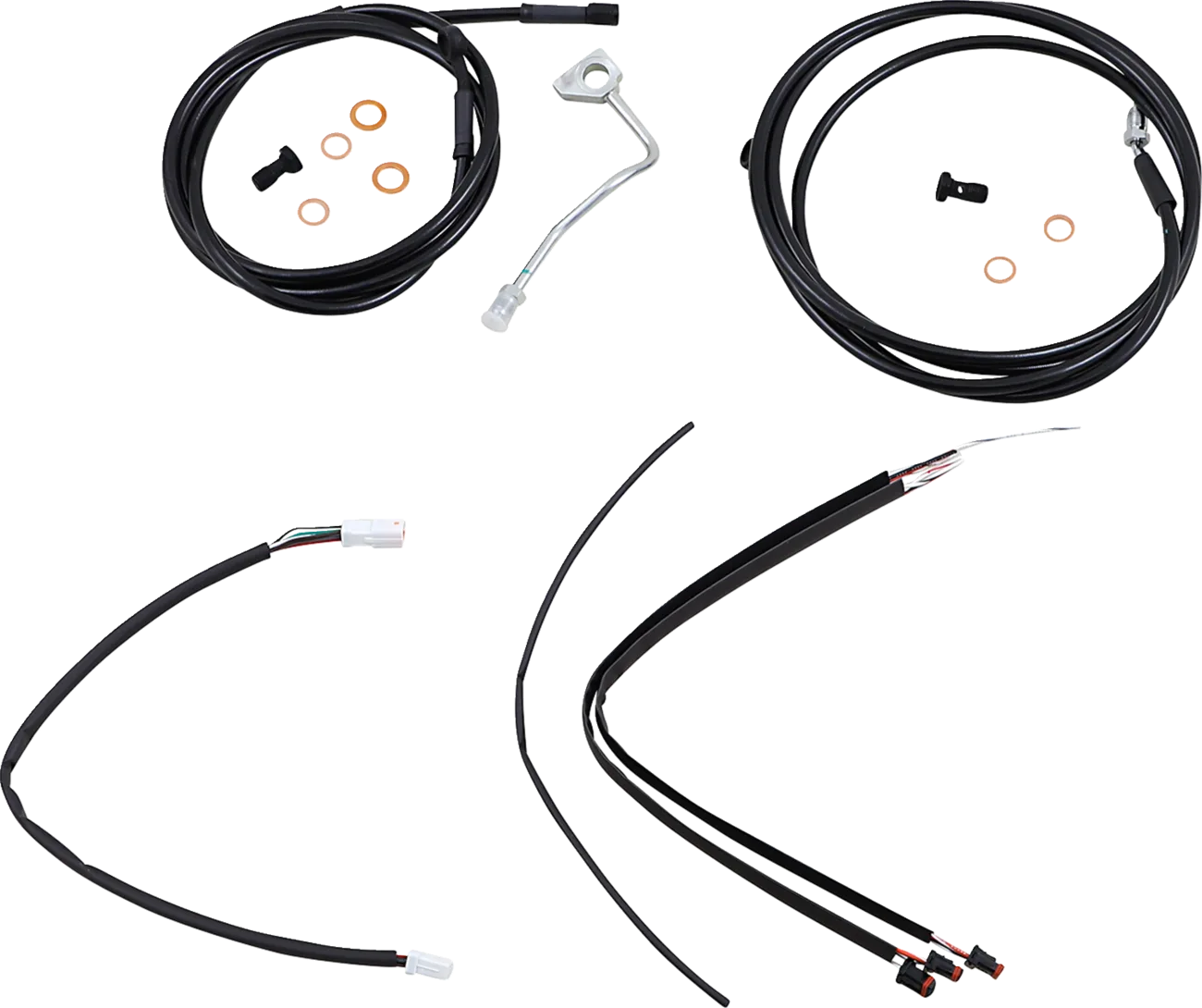 Complete Black Vinyl Handlebar Cable/Line Kit for Ape Hangers