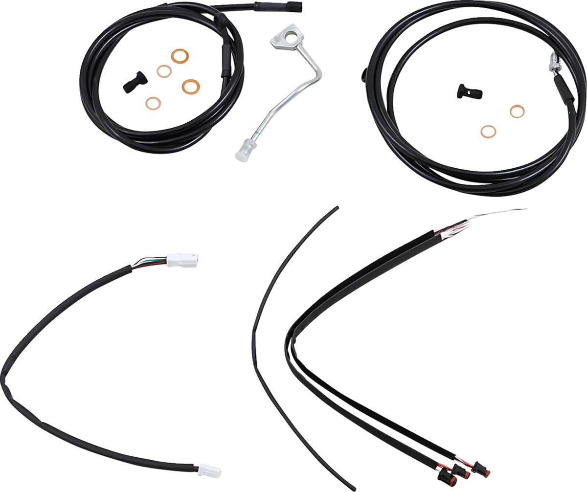 Complete Black Vinyl Handlebar Cable/Line Kit for Ape Hangers
