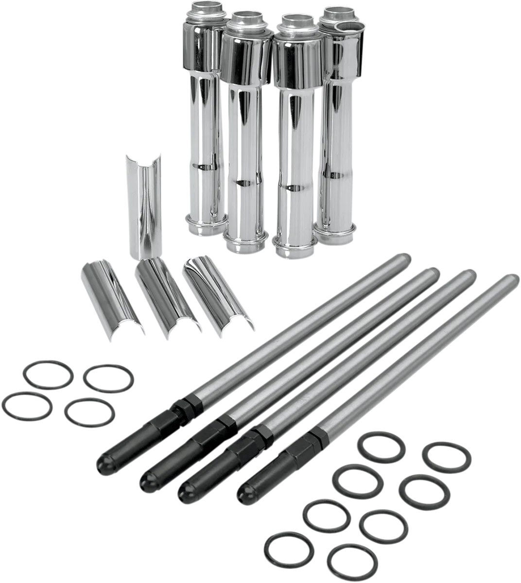 Adjustable Pushrod Cover Kit with Chrome Covers