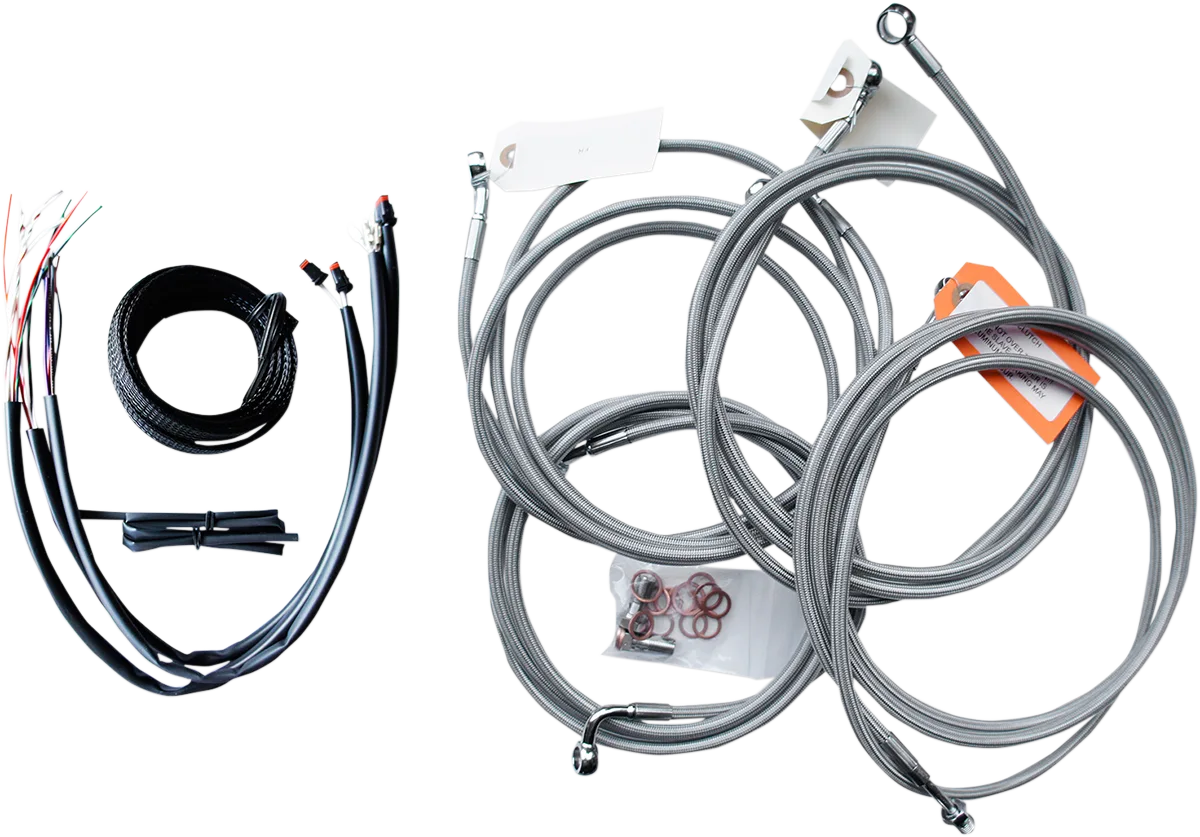 Complete Stainless Braided Handlebar Cable/Brake Line Kit — Cable Kit