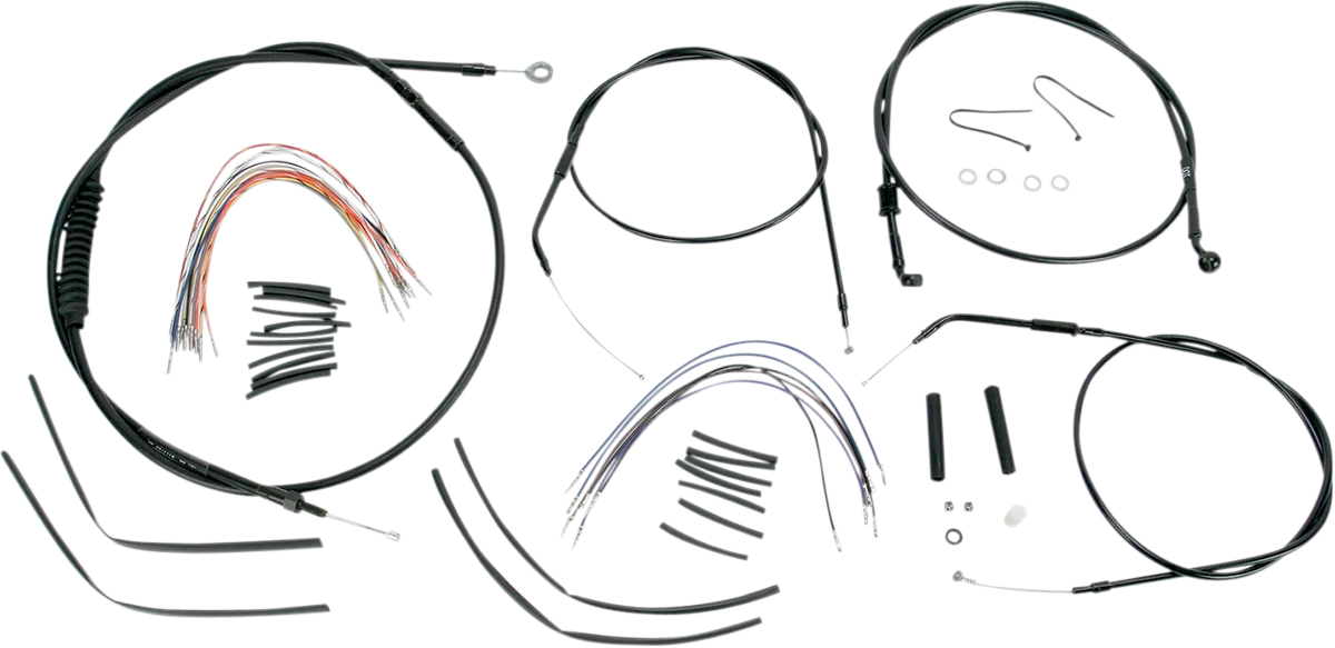 Complete Black Vinyl Handlebar Cable/Line Kit for Ape Hangers