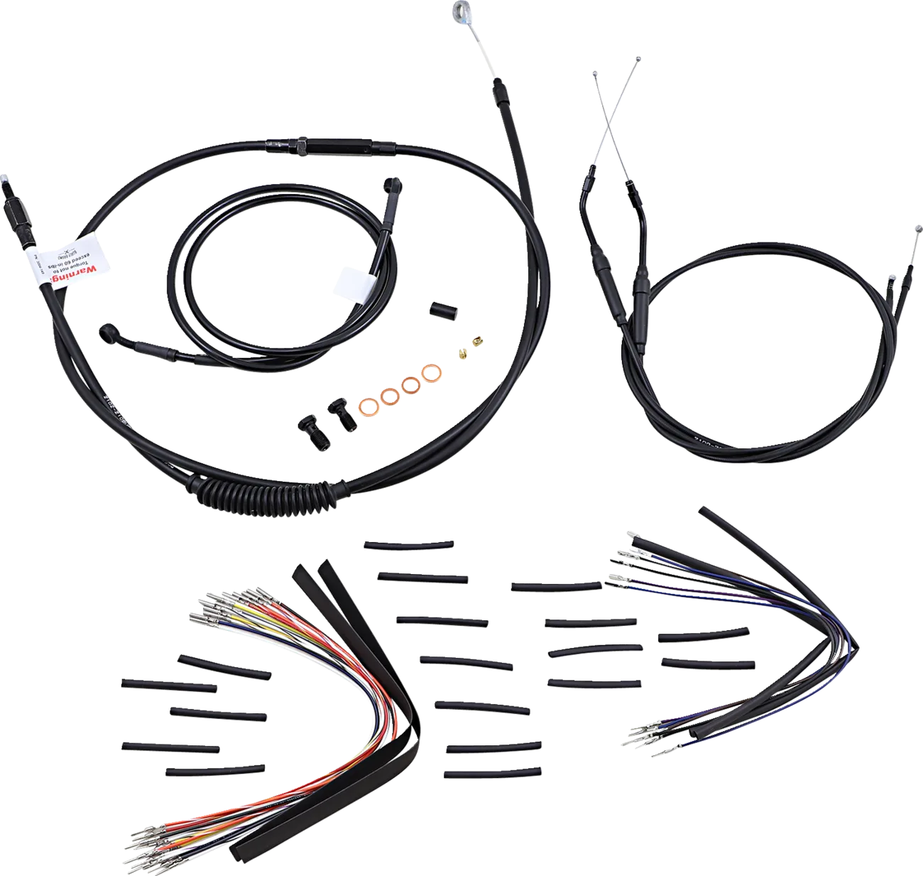 Complete Black Vinyl Handlebar Cable/Line Kit for Ape Hangers