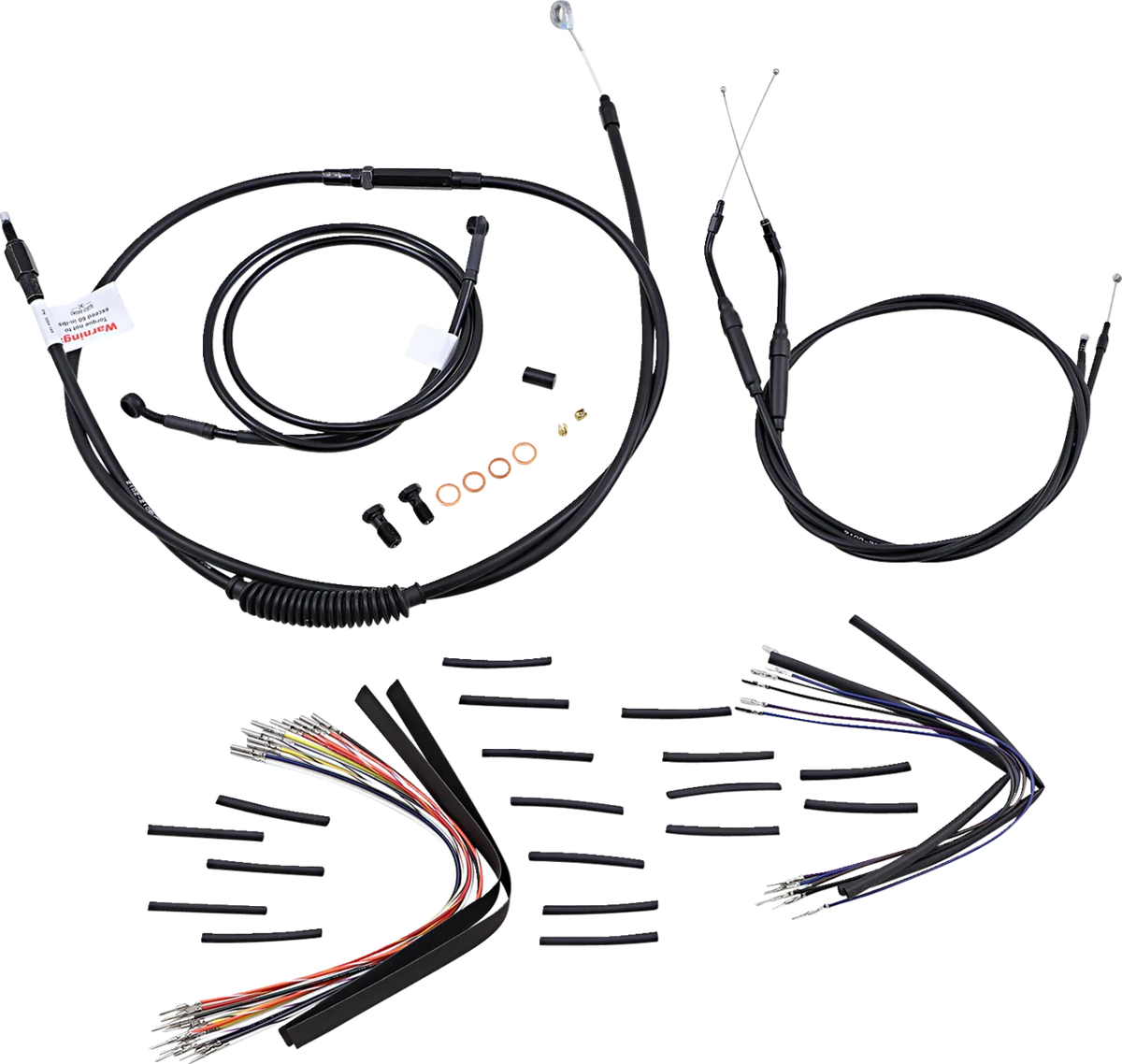 Complete Black Vinyl Handlebar Cable/Line Kit for Ape Hangers