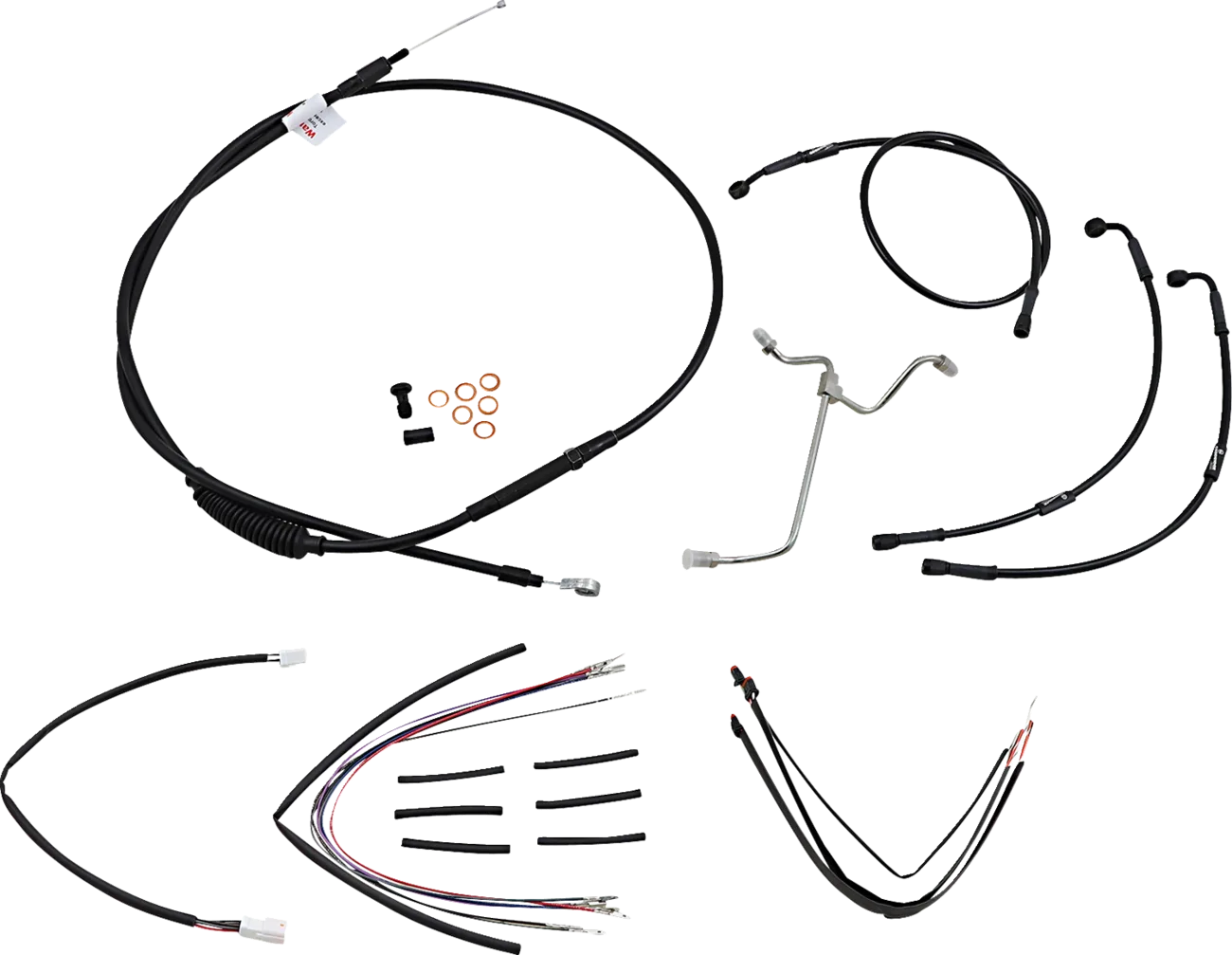 Complete Black Vinyl Handlebar Cable/Line Kit for Ape Hangers