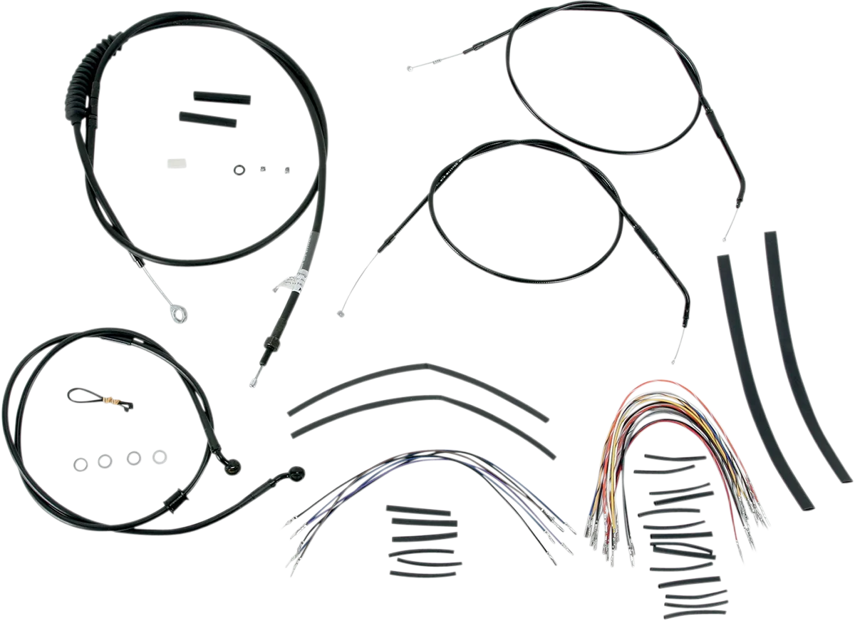 Complete Black Vinyl Handlebar Cable/Line Kit for Ape Hangers