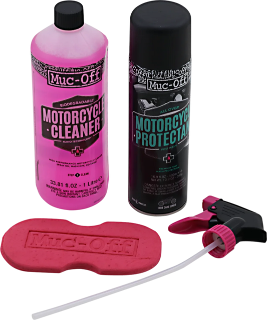 Motorcycle Care Kit - Cleaner/Spray Duo with Sponge