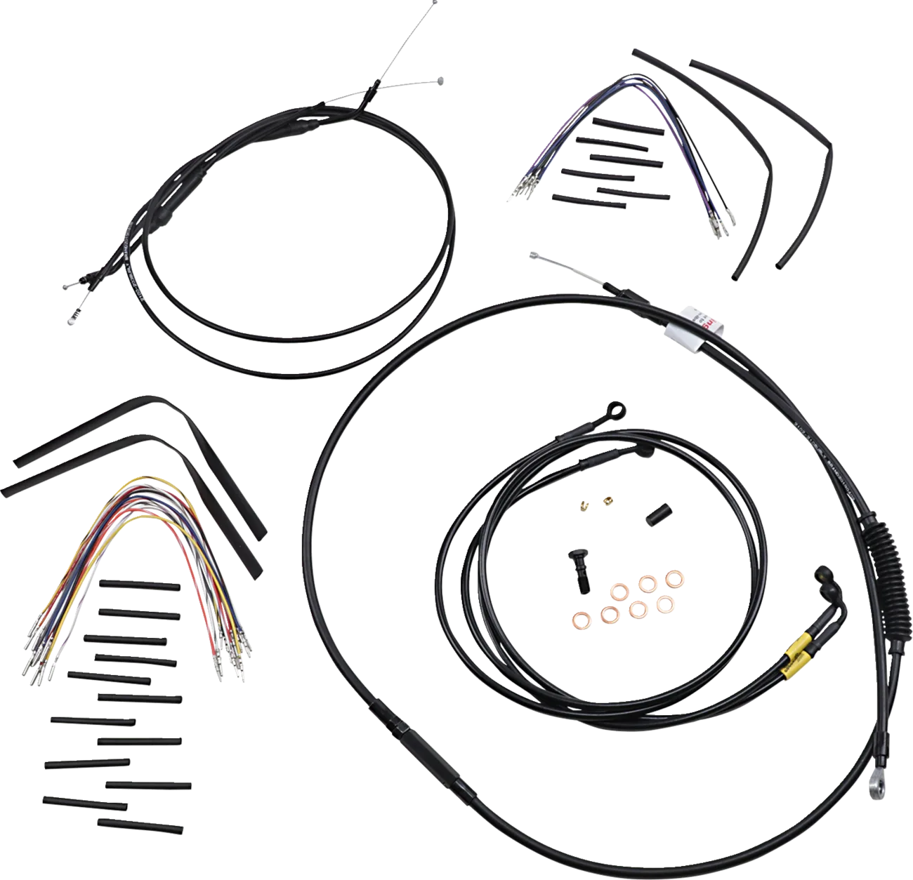 Complete Black Vinyl Handlebar Cable/Line Kit for Ape Hangers