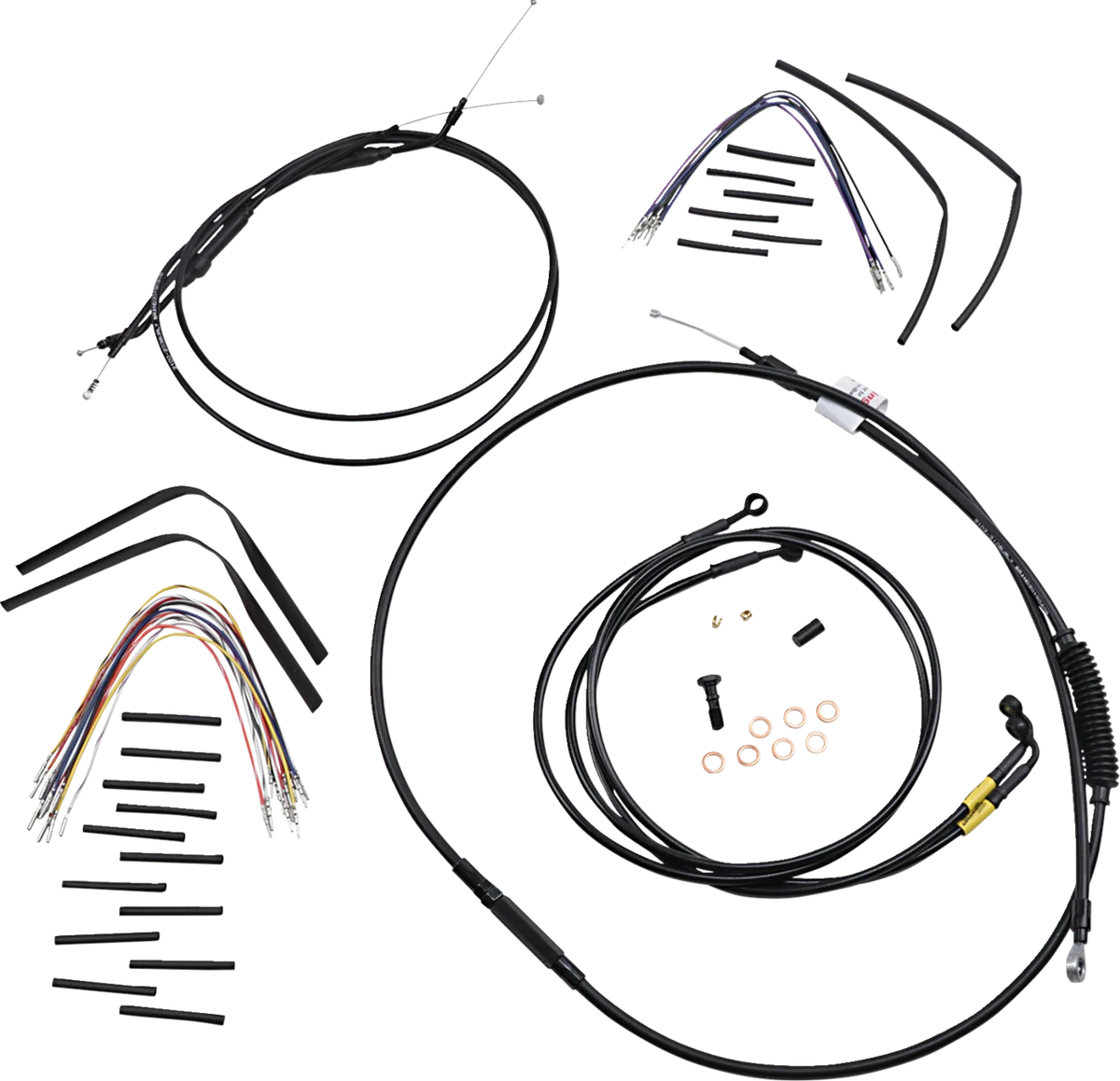 Complete Black Vinyl Handlebar Cable/Line Kit for Ape Hangers
