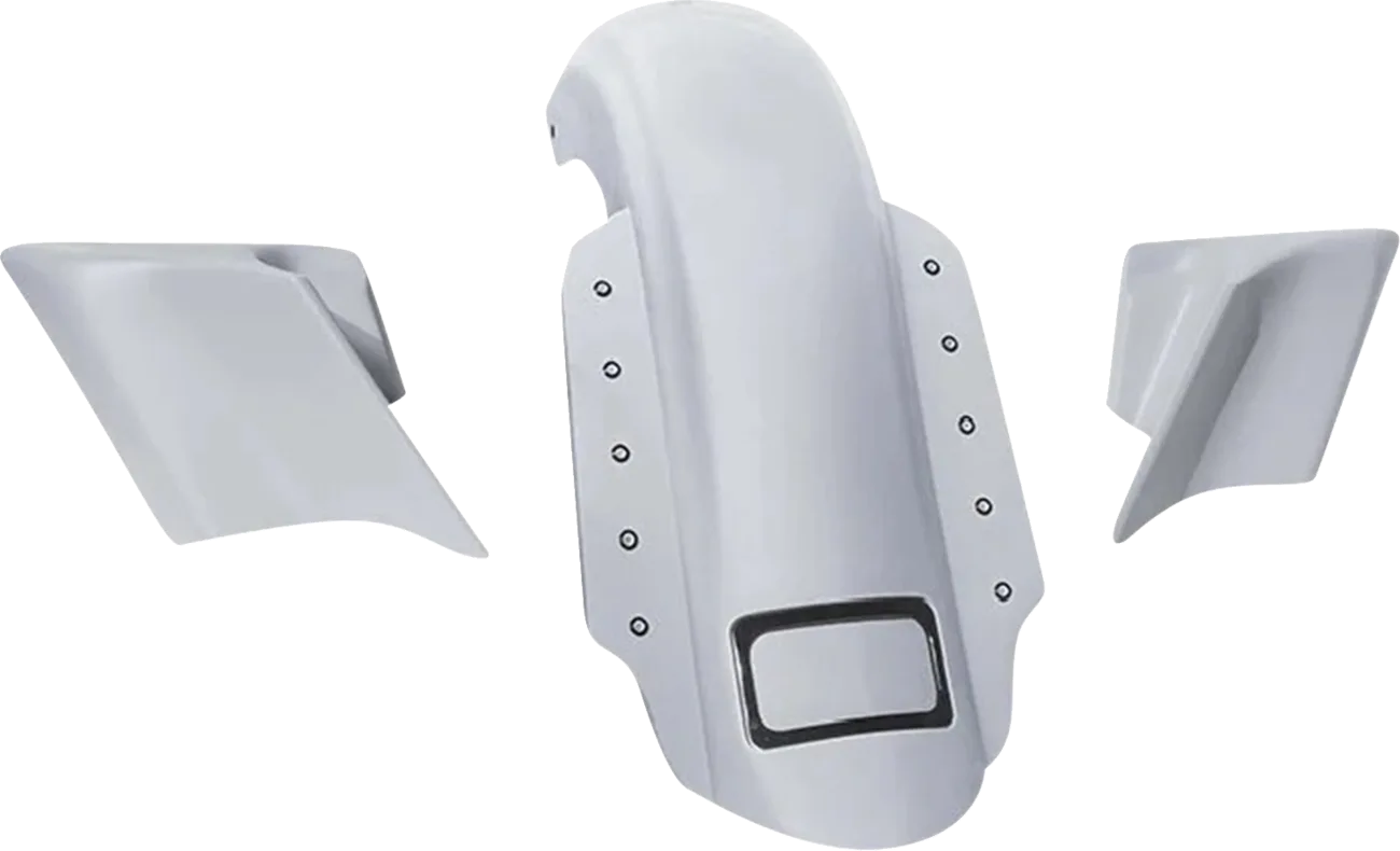 Swoop Three Piece Stretched Rear Fender Kit With Side Panels and Lightening Bolts