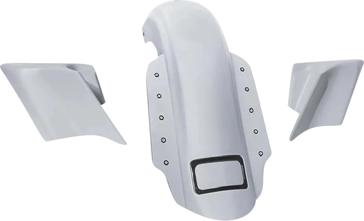 Swoop Three Piece Stretched Rear Fender Kit With Side Panels and Lightening Bolts