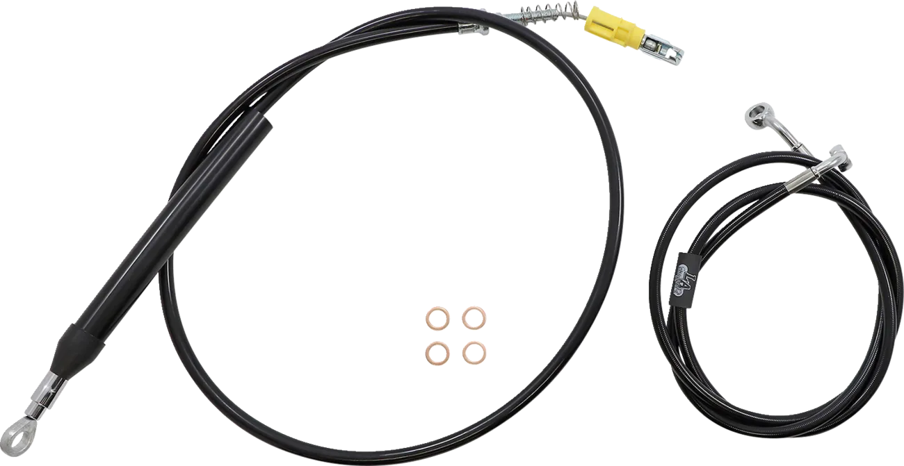 Complete Black Vinyl Braided Handlebar Cable/Brake Line Kit