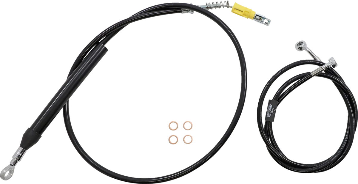 Complete Black Vinyl Braided Handlebar Cable/Brake Line Kit
