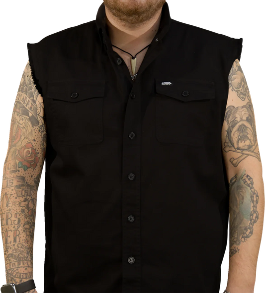 FTW Skull Printed Sleeveless Button Down Shirt