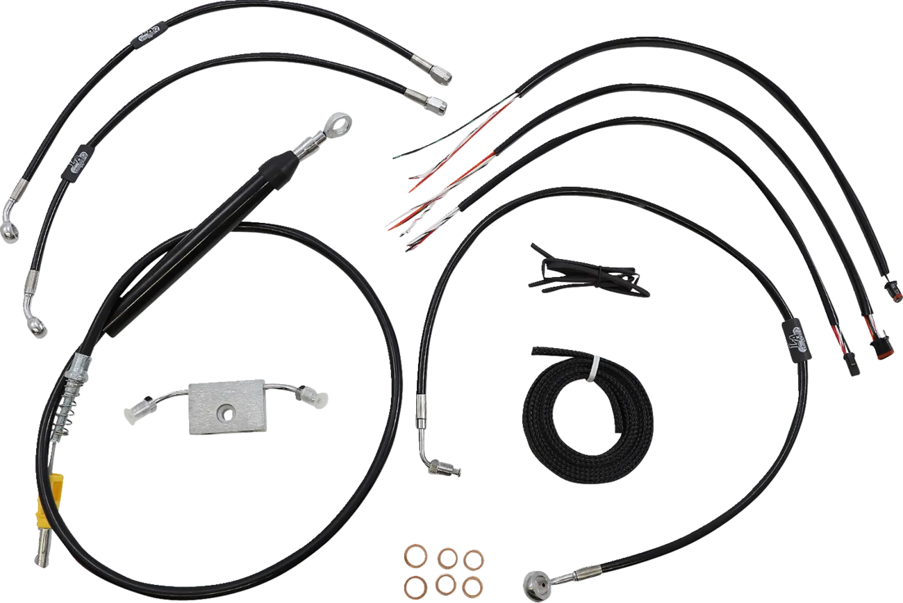 Complete Black Vinyl Braided Handlebar Cable/Brake Line Kit