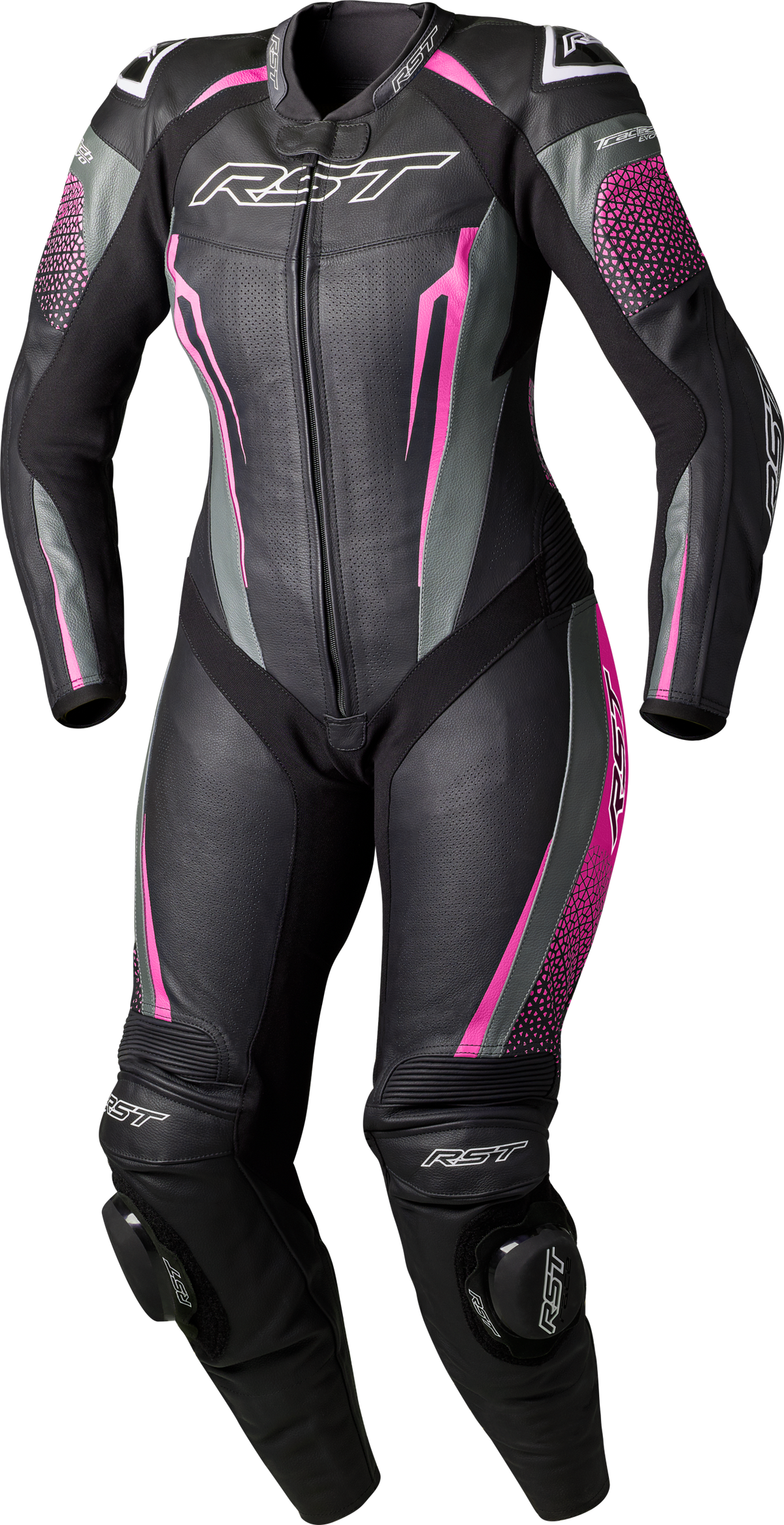 TRACTECH EVO D3O LADIES SUIT BLACK/PINK LEATHER 2XL
