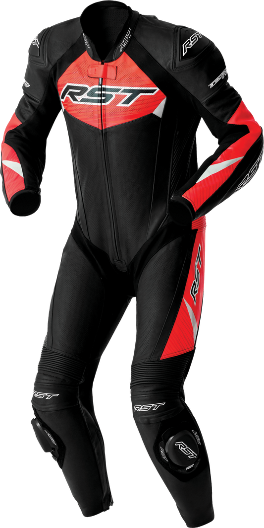TRACTECH EVO D3O SUIT BLK/FLO RED LEATHER MD