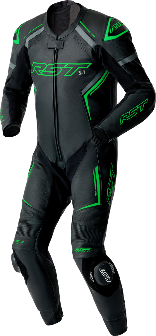 S1 D3O SUIT BLK/GRY/FLO GRN LEATHER 2X