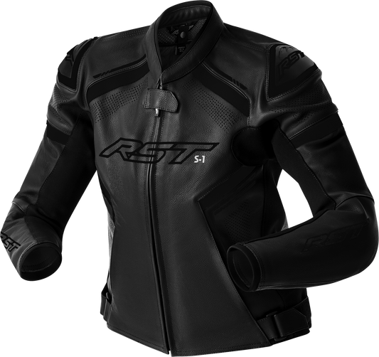 S1 D3O LEATHER LADIES JACKET BLACK/WHITE 2XL