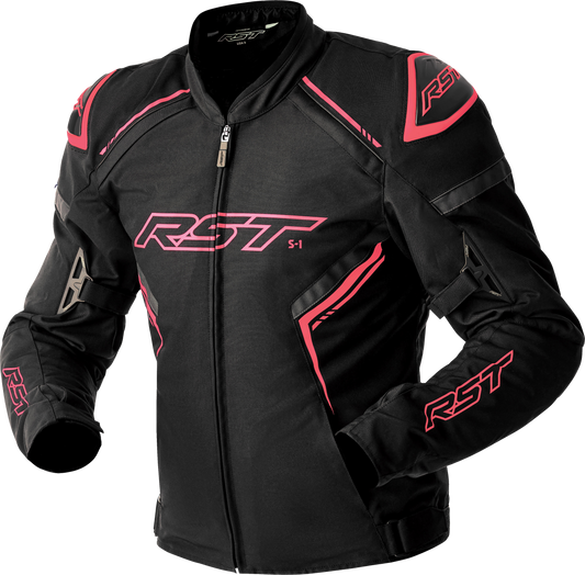 S1 D3O TEXTILE LADIES JACKET BLK/FLO PINK XS